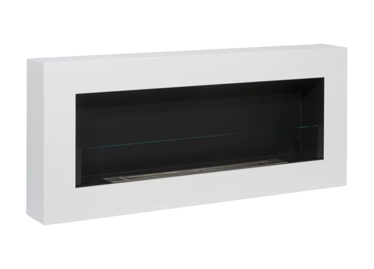 Biokominek wiszący 900x400 BOX TÜV biały mat z szybą