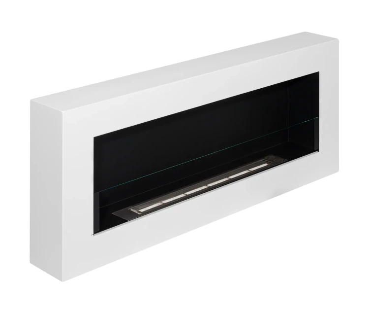 Biokominek wiszący 900x400 BOX TÜV biały mat z szybą