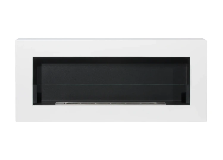 Biokominek wiszący 900x400 BOX TÜV biały mat z szybą