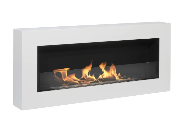 Biokominek wiszący 900x400 BOX TÜV biały mat z szybą