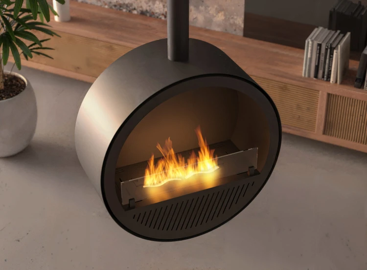 Biokominek sufitowy INCYRCLE SLIM czarny (czarny + czarne wnętrze)