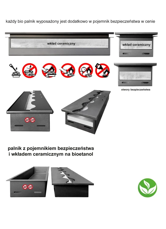 Palnik na biopaliwo Fala 450/160 czarny z pojemnikiem zabezpieczającym