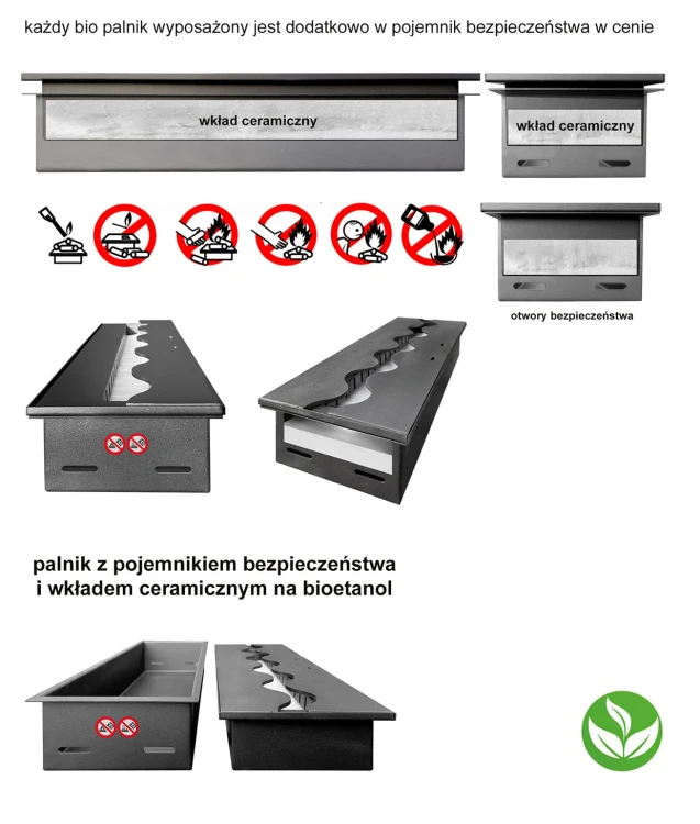 Palnik na biopaliwo Fala 800/160 czarny z pojemnikiem zabezpieczającym