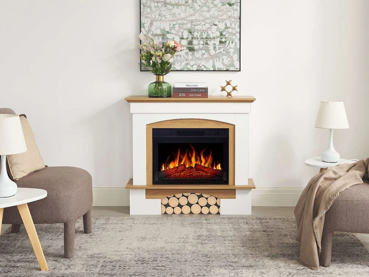 Kominek elektryczny portalowy Artiflame Woodley AF23S biały/dąb naturalny