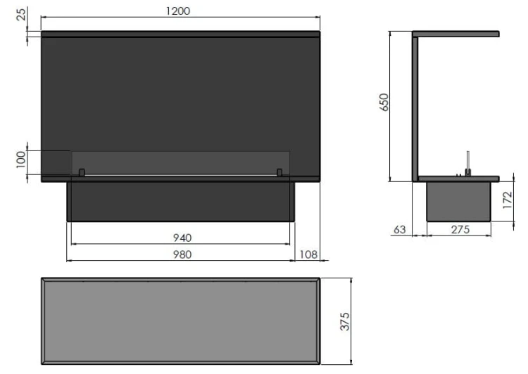 Biokominek automatyczny do zabudowy ETRONIC INSIDE C 1200