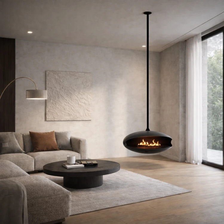 Biokominek sufitowy, obrotowy 360° TENORIO 750