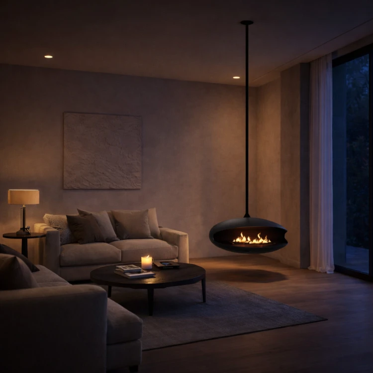 Biokominek sufitowy, obrotowy 360° TENORIO 750