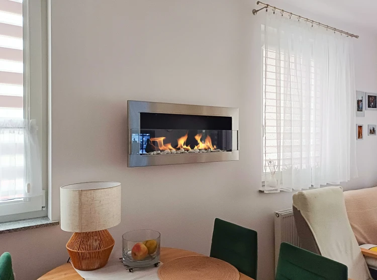 Biokominek wiszący 900x400 TÜV inox z szybą