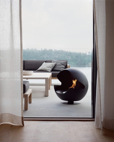 Biokominek wolnostojący VAUNI GLOBE LOW BLACK