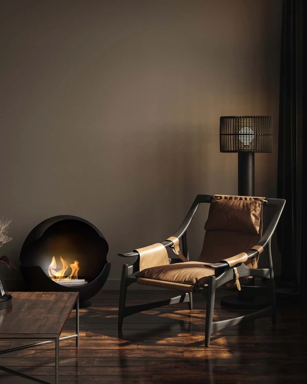 Biokominek wolnostojący VAUNI GLOBE LOW BLACK