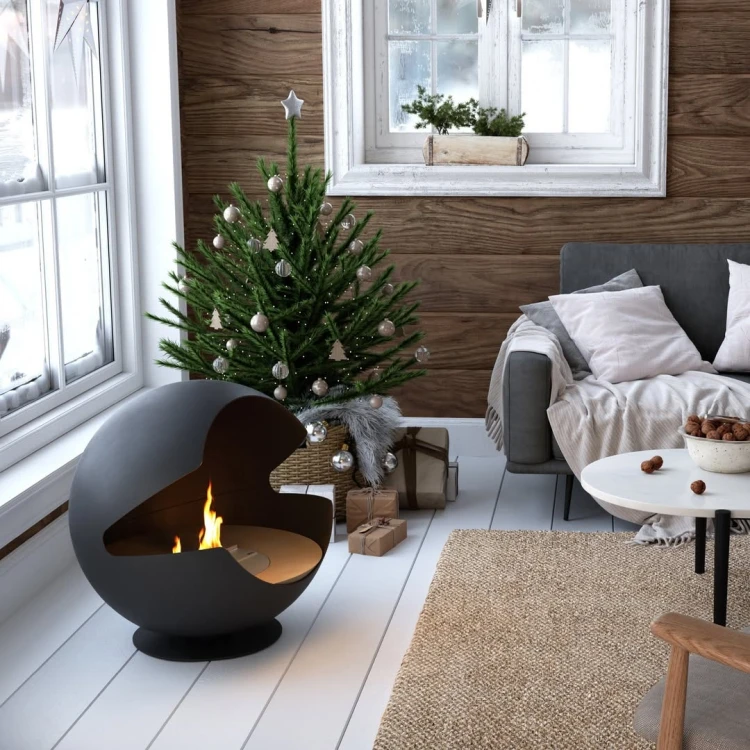 Biokominek wolnostojący VAUNI GLOBE LOW BLACK