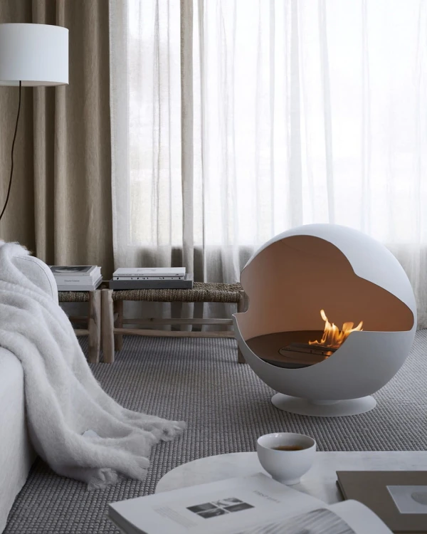 Biokominek wolnostojący VAUNI GLOBE LOW WHITE