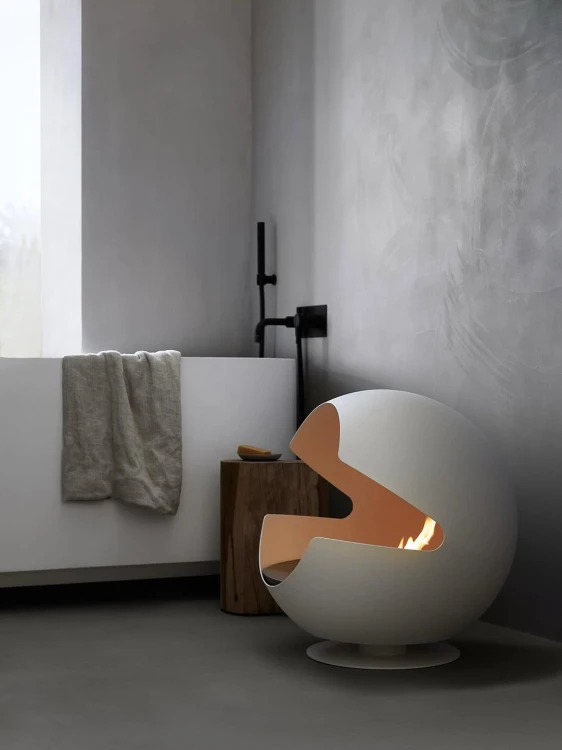 Biokominek wolnostojący VAUNI GLOBE LOW WHITE