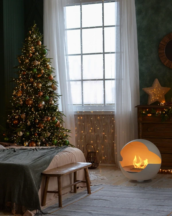 Biokominek wolnostojący VAUNI GLOBE LOW WHITE