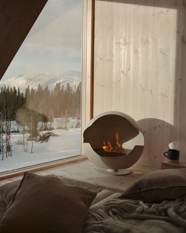 Biokominek wolnostojący VAUNI GLOBE LOW ALMOND