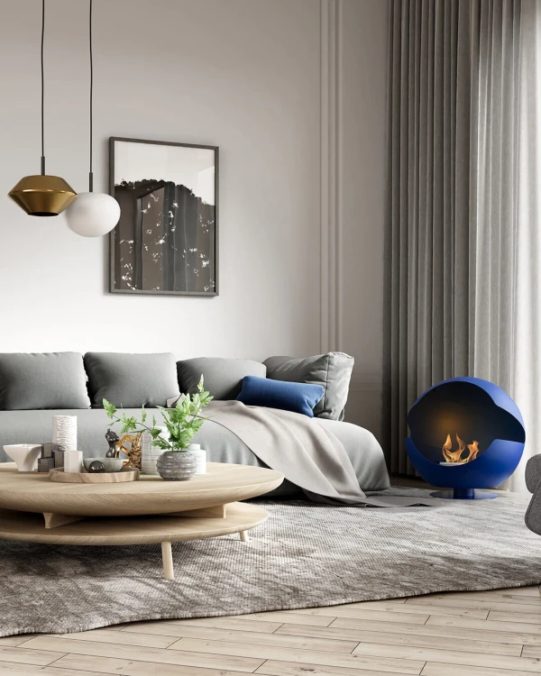 Biokominek wolnostojący VAUNI GLOBE LOW COBALT