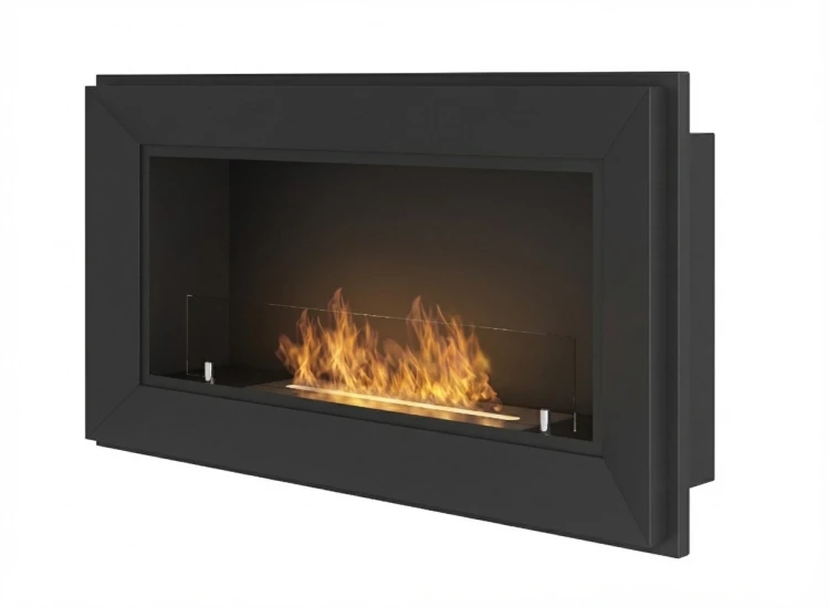 Biokominek do zabudowy FRAME 900 czarny mat