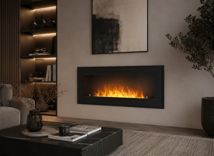 Biokominek do zabudowy FRAME 1200 czarny mat