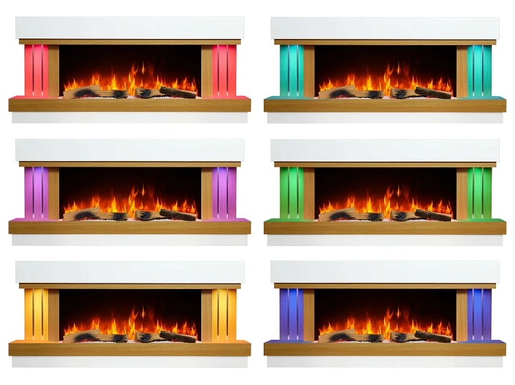 Kominek elektryczny ArtiFlame Sogne AF52 132 cm 3D Wi-Fi biały / dąb