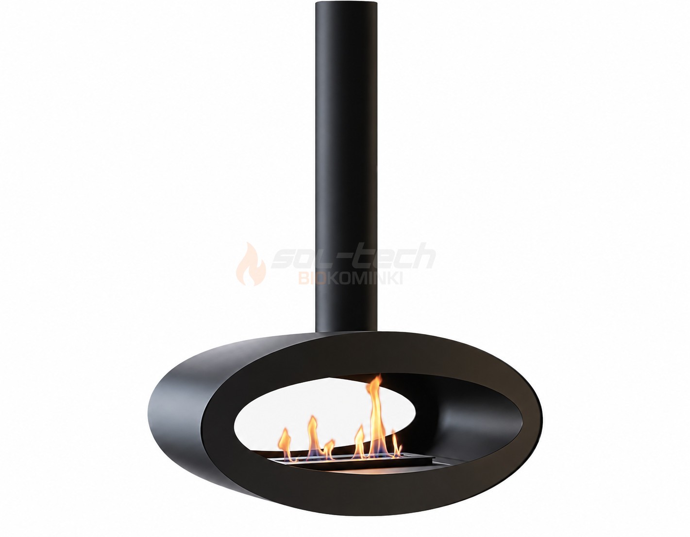Biokominek sufitowy MERU 800 BLACK TUBE dwustronny