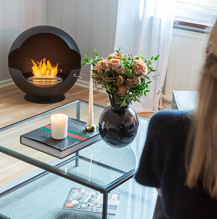 Biokominek wolnostojący VAUNI GLOBE LOW BLACK